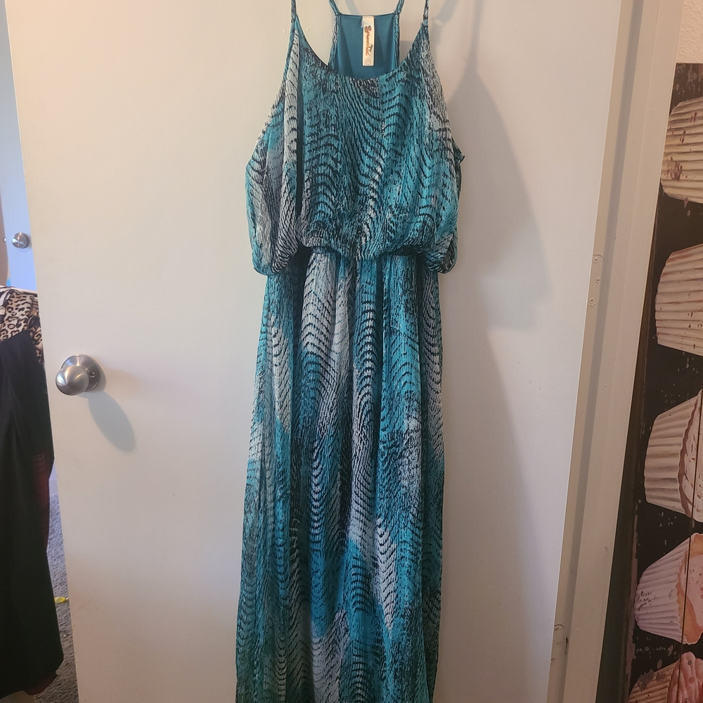 Shoreline Teal and Black Textured Dress